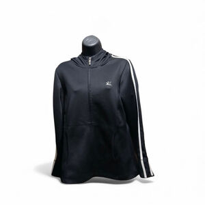 ZX Sport Women's Activewear Full Zip Hooded Jacket Black White Medium (JC270)